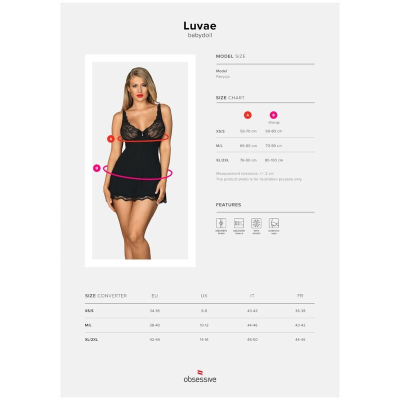 OBSESSIVE - LUVAE BABYDOLL E TANGA PRETO XS/S