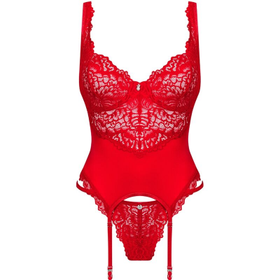 OBSESSIVE - AMOR CHERRIS CORSET  & TANGA L/XL