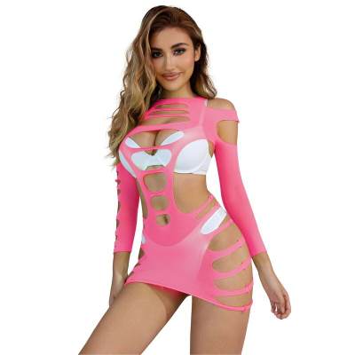 SUBBLIME - 952273 BODYSTOCKING MANGA LONGA COM REDE ELSTICA ROSA TAMANHO ÚNICO