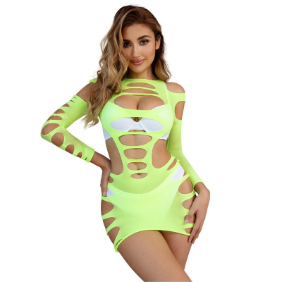 SUBBLIME - 952280 BODYSTOCKING VERDE MANGA LONGA COM REDE ELSTICA TAMANHO ÚNICO