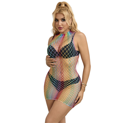 SUBBLIME - 952433 RAINBOW GOLA ALTA SEM MANGAS FISHNET BODYSTOCKING TAMANHO ÚNICO