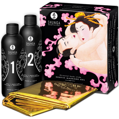 SHUNGA GEL DE MASSAGEM ERÓTICA CORPO ORIENTAL SLIDE FRESAS CON SHAMPAGNE